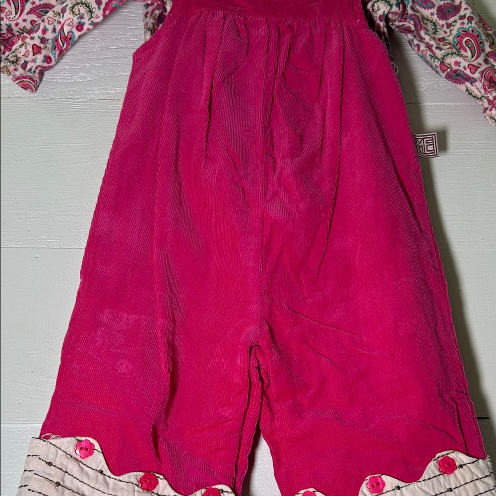 Mary Engelbreit Baby Pink Paisley Baby Outfit with Collar - Picture 7 of 9